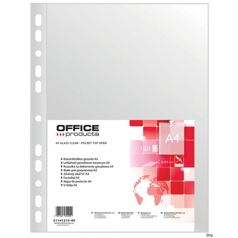 Koszulki na dokumenty A4 40μm transparentne 100 sztuk Office Product