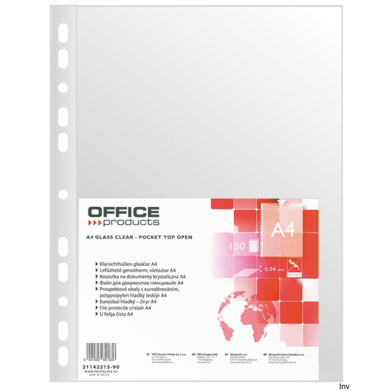 Koszulki na dokumenty A4 40 μm transparentne 100 sztuk Office