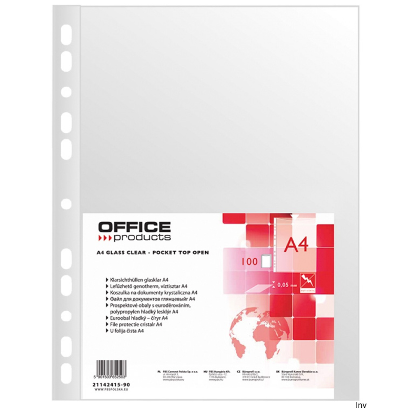 Koszulki na dokumenty A4 50μm transparentne 100 sztuk OFFICE PRODUCTS