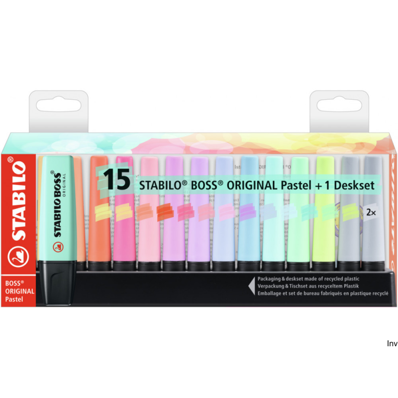 Zakreślacz STABILO BOSS Pastel 15 sztuk w podstawce