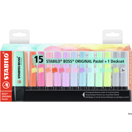 Zakreślacz STABILO BOSS Pastel 15 sztuk w podstawce