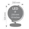 Globus TROIKA Terra Light, śr. 25cm, metalowa podstawa, czarno-srebrny