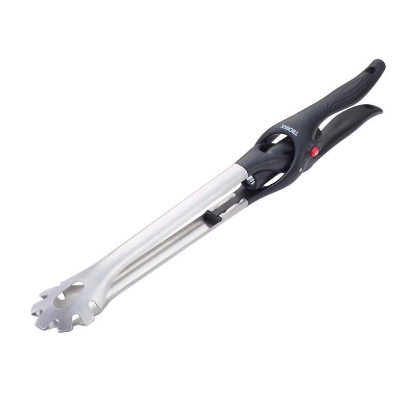 Szczypce do grilla TROIKA BBQ + LIGHT, z latarką LED, czarne