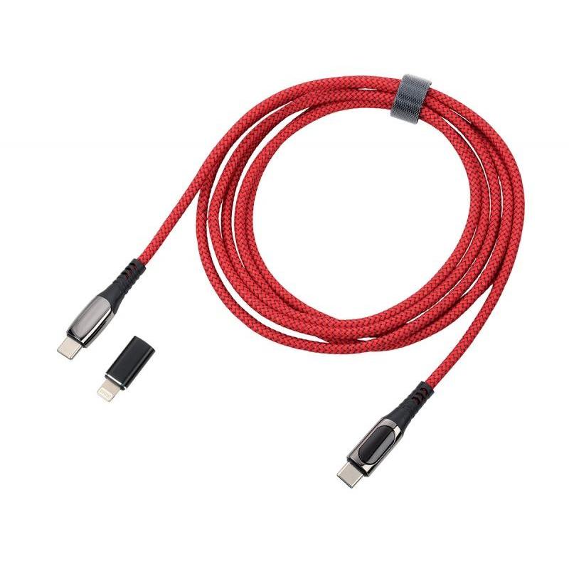Kabel ładujący TROIKA Speedy XL, 2m, przejściówka USC-C na lightning, czerwony