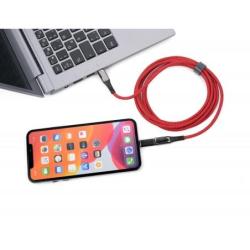 Kabel ładujący TROIKA Speedy XL, 2m, przejściówka USC-C na lightning, czerwony