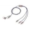 Kabel ładujący TROIKA Dreizack, 1m, 3w1, szary