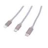 Kabel ładujący TROIKA Dreizack, 1m, 3w1, szary