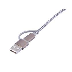 Kabel ładujący TROIKA Dreizack, 1m, 3w1, szary