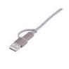 Kabel ładujący TROIKA Dreizack, 1m, 3w1, szary