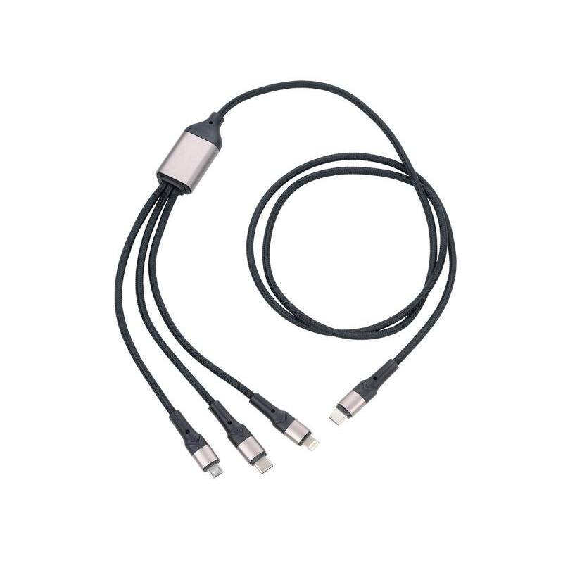 Kabel ładujący TROIKA Dreizack Pro, 1,2m, 3w1, czarny