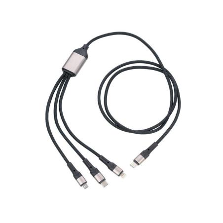 Kabel ładujący TROIKA Dreizack Pro, 1,2m, 3w1, czarny