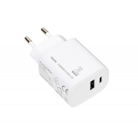 Ładowarka TROIKA Charge-X Duo 20, dwa porty USB-C+A, biała