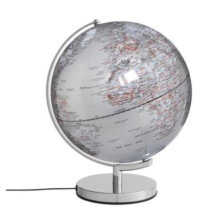 Globus podświetlany TROIKA Stellar Light, śr. 30cm, metalowa podstawa, srebrny