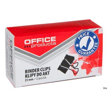 Klipy do dokumentów Office Products 25mm, czarne, metalowe, 12 sztuk