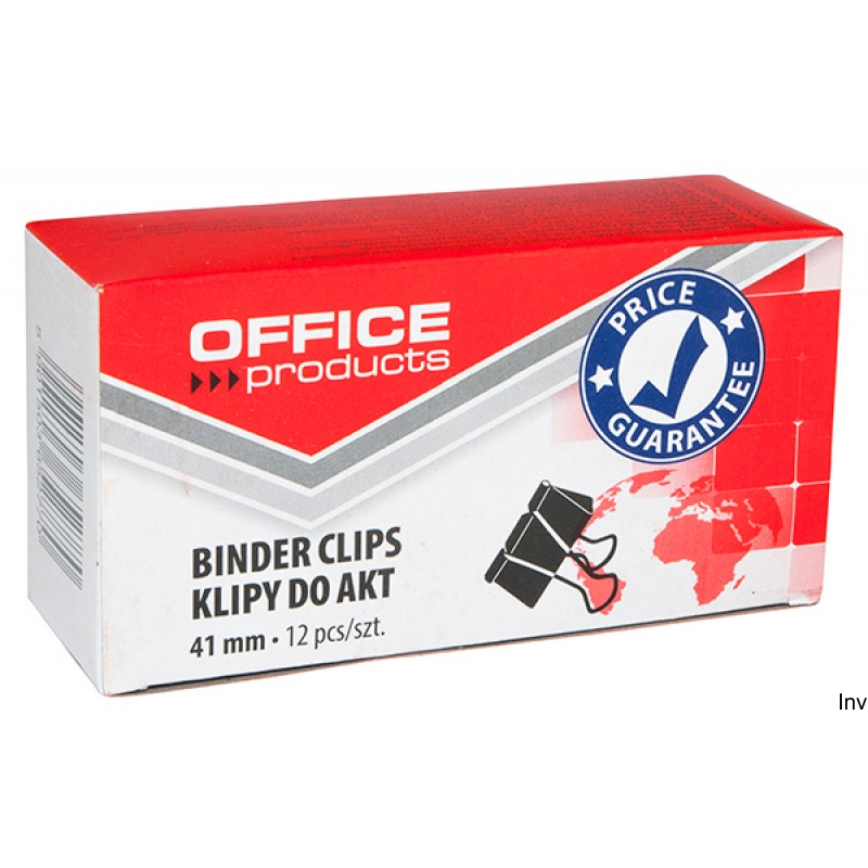 Klipy do dokumentów Office Product 41mm, czarne, metalowe, 12 sztuk