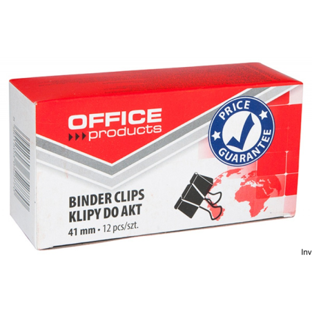 Klipy do dokumentów Office Product 41mm, czarne, metalowe, 12 sztuk
