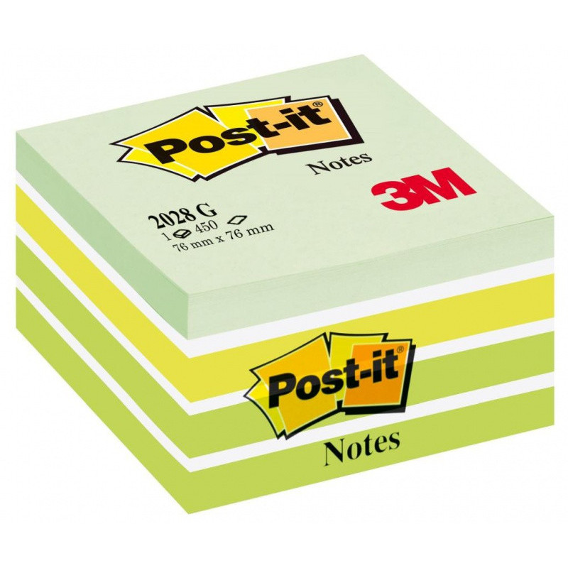 Kostka samoprzylepna POST-IT (2028-G), 76x76mm, 1x450 kart., zielona