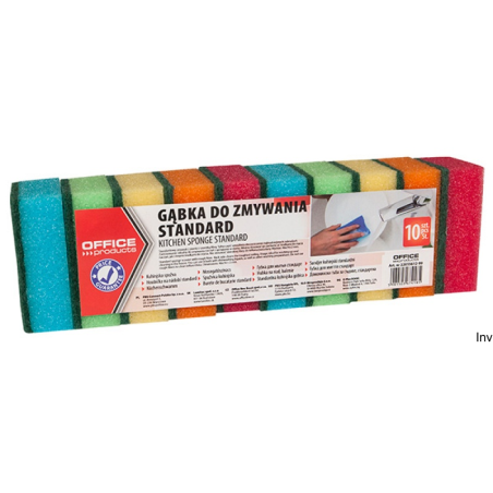 Gąbka do zmywania Office Product, 10 sztuk, mix kolorów, standardowa z pianki z szorstką fibry