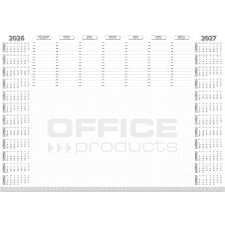 Podkładka na biurko OFFICE PRODUCTS, planer 2026/2027, biuwar 594x420mm A2 ,52k., biała