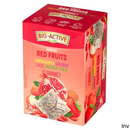 Herbata owocowo-ziołowa Big-Active Red Fruits 20 kopert 45g truskawka, granat, liczi, jagody goji