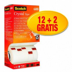 Taśma biurowa SCOTCH Crystal (6-1933R14), 19mm, 33m, 12+2szt. GRATIS