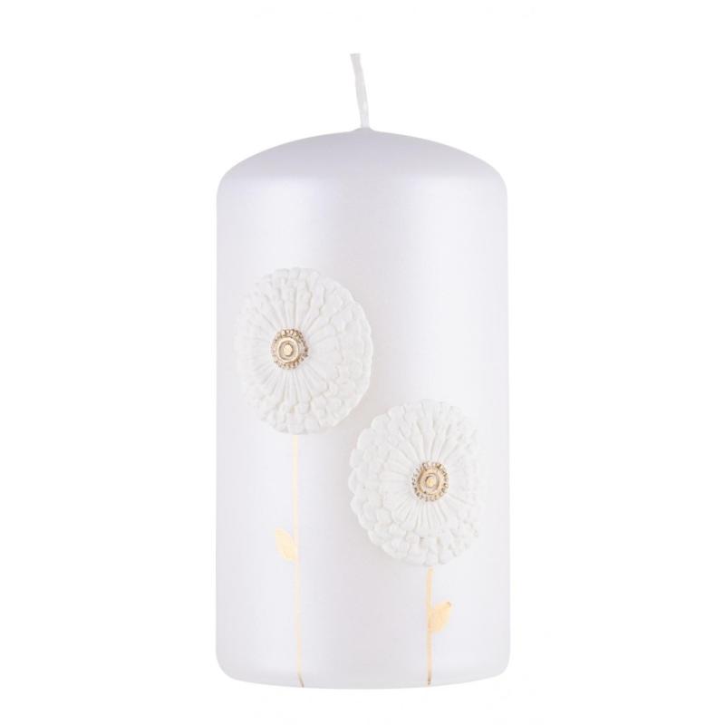 Świeca słupek DONAU HOME Dmuchawce, 70x130mm, biały