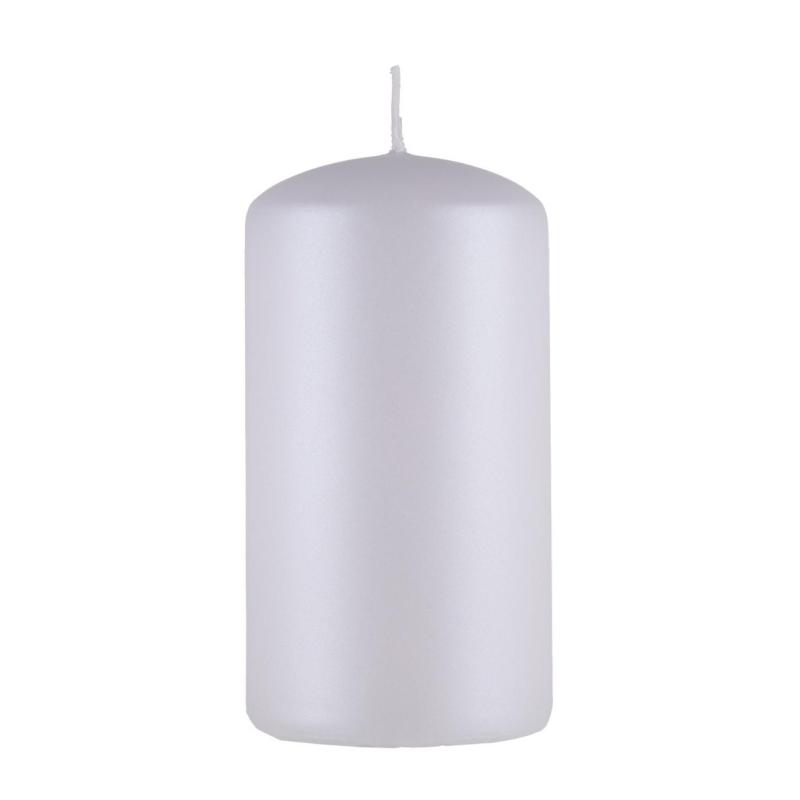 Świeca słupek DONAU HOME Standard Lakier, 60x115mm, biały metaliczny mat