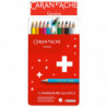 Kredki CARAN D'ACHE Swisscolor Aquarelle, z efektem akwareli, sześciokątne, 12szt., mix kolorów