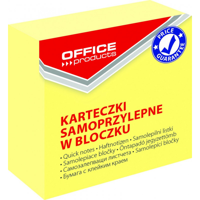 Mini kostka samoprzylepna OFFICE PRODUCTS, 50x50mm, 1x400 kart., pastel, jasnożółta