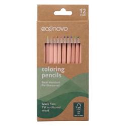 Kredki ołówkowe ECONOVO, FSC, 3mm, 12 szt., mix kolorów