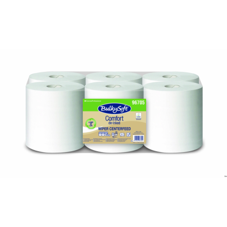 Ręcznik papierowy w roli midi Bulky Soft Comfort De-inked 2 warstwy biały 108m, 6 rolek