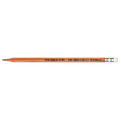 Ołówek drewniany z gumką DONAU, HB, naturalny, 12 szt.