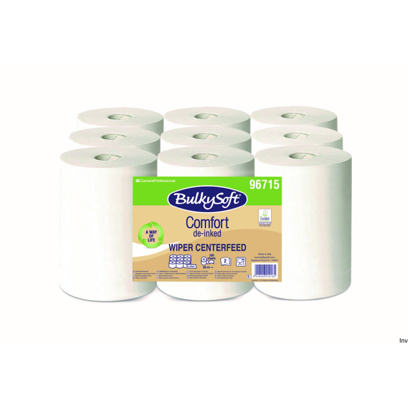 Ręcznik papierowy w roli mini Bulky Soft Comfort De-inked, 2 warstwy, biały, 60 m, 9 rolek
