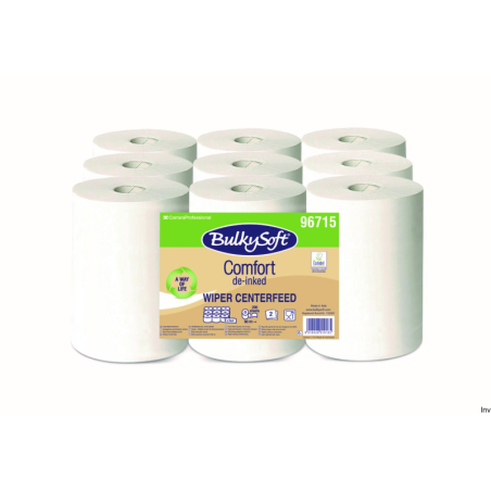 Ręcznik papierowy w roli mini Bulky Soft Comfort De-inked, 2 warstwy, biały, 60 m, 9 rolek