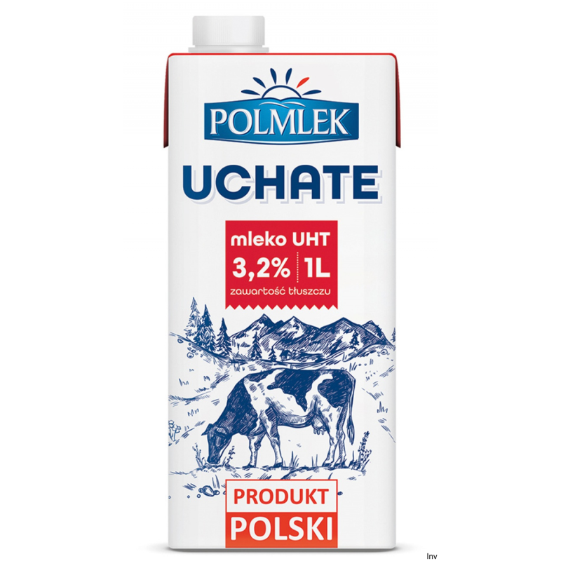 Mleko Polmlek UHT 3,2% 1l z polskiego mleka, aseptyczne opakowanie