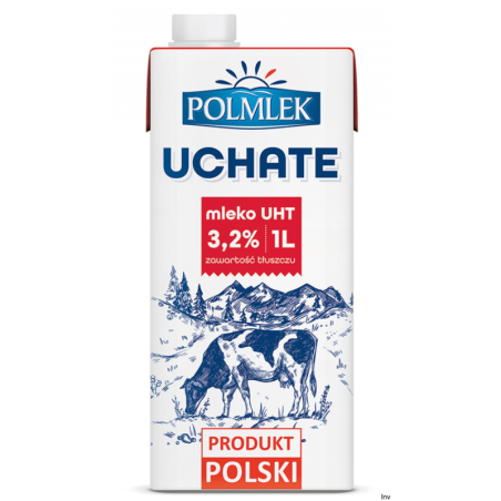 Mleko Polmlek UHT 3,2% 1l z polskiego mleka, aseptyczne opakowanie