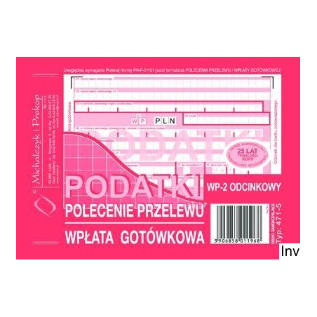 Polecenie przelewu 2 odcinkowe A6, 80 kartek DOTTS