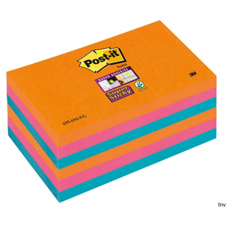 Bloczek samoprzylepny Post-It Super Sticky 127x76 mm, 6x90 sztuk, kolorowe karteczki 3M