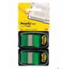 Zakładki indeksujące Post-It 3M, zielone, 25,4x43,2 mm, 2x50 sztuk, z folii PP, przezroczyste