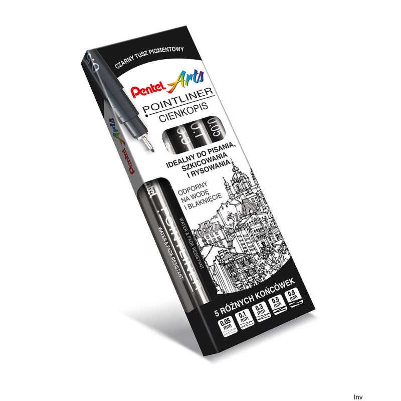 Cienkopis kalibrowany Pentel POINTLINER czarny 0,5 mm do rysowania i szkicowania