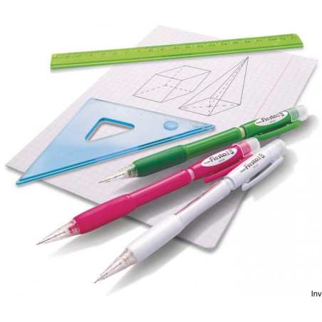 Ołówek automatyczny 0,7 mm niebieski Pentel z gumowym uchwytem i wymienną gumką, 2 grafity HB