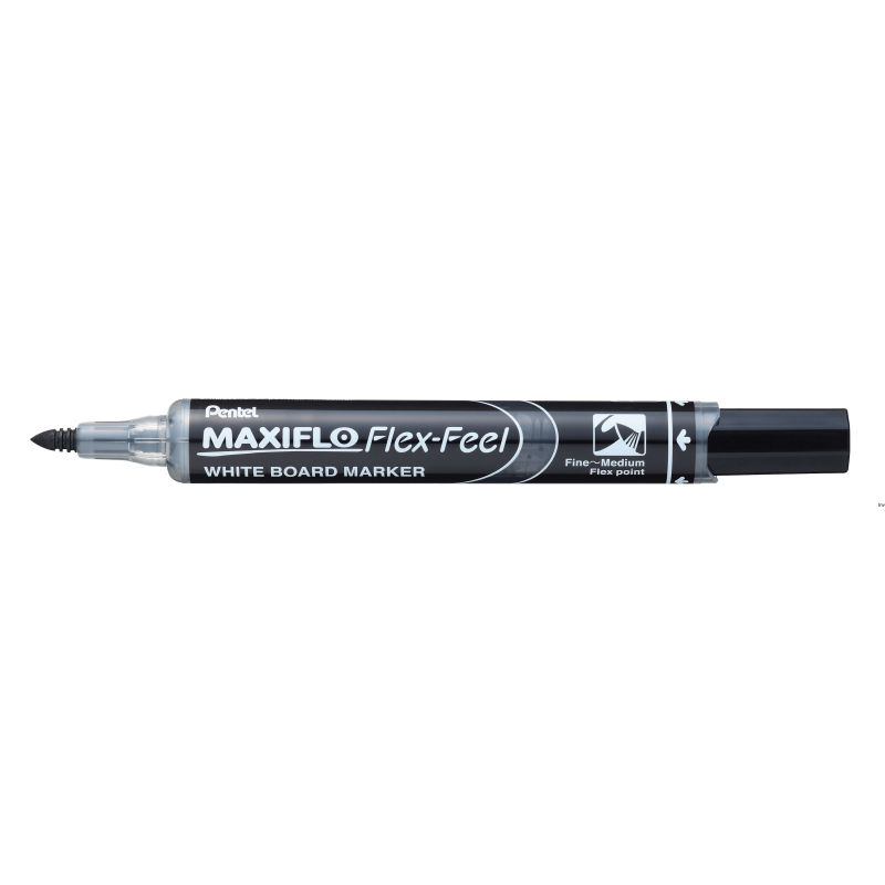 Marker Pentel MAXIFLO czarny z elastyczną końcówką FLEX FEEL do tablic suchościeralnych 4,6 mm
