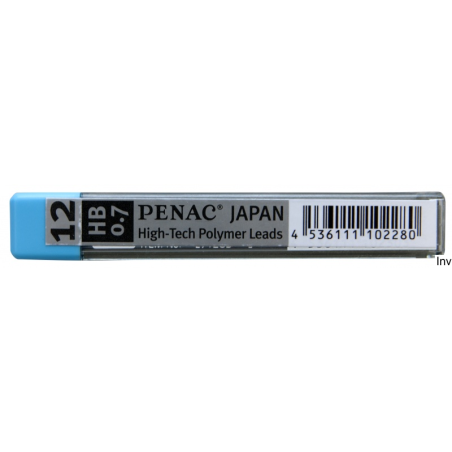 Grafity 0,7 mm HBPENAC JL712GHB Penac, 12 sztuk, twardość HB, długość 60,5 mm
