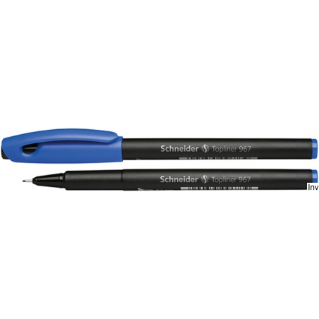 Cienkopis Schneider TOPLINER 967 niebieski 0,4 mm z fibrową końcówką w metalowej oprawie