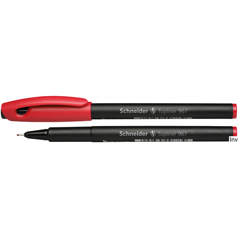 Cienkopis Schneider TOPLINER 967 czerwony 0,4 mm z fibrową końcówką w metalowej obudowie