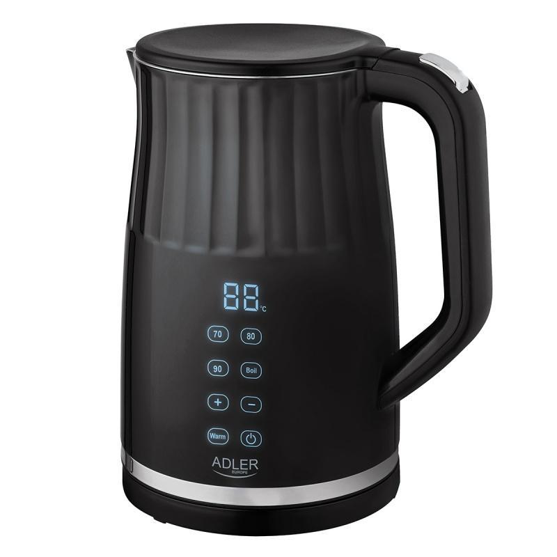 Elektryczny czajnik metalowy LED ADLER AD 1350, z regulacją temperatury,2200W, 1,7L, czarny