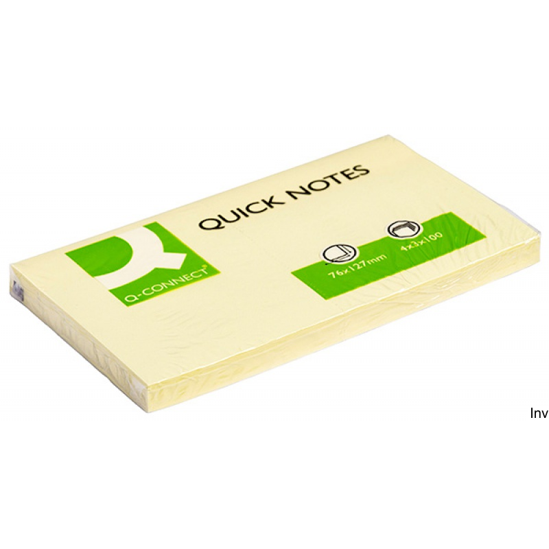 Bloczek samoprzylepny Q-CONNECT 127x76mm jasnożółty 1x100 kart. 70gsm