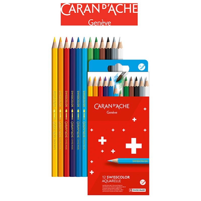 Kredki akwarelowe CARAN D'ACHE Swisscolor, kartonowe pudełko, 12 szt.