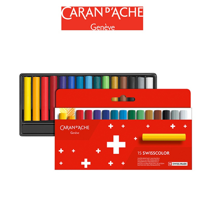 Kredki woskowe CARAN D'ACHE Swisscolor, kartonowe pudełko, 15 szt.