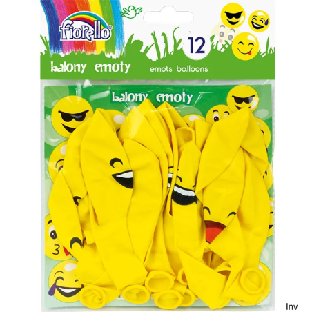 Balony 12" PARTY FIORELLO, Emotikony, 12 szt FIORELLO 170-2328 - 1